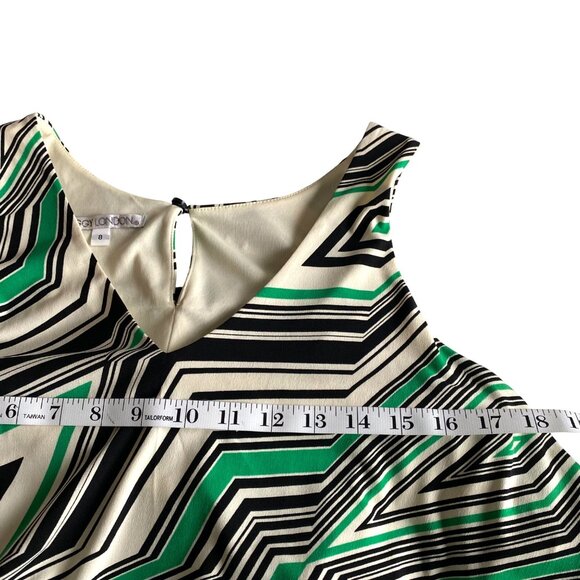Maggy London Sleeveless Dress in Geometric Striped Pattern Sz 8 Modern Chic City - Picture 9 of 10